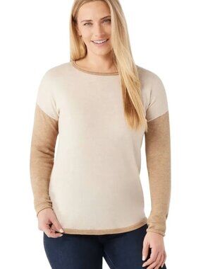SmartWool Shadow Pine Colorblock Sweater Women's Small NWT Almond Heather